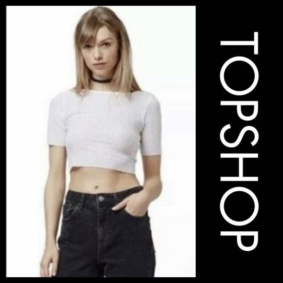 Topshop Tops - Top Shop Ribbed White Crop Top NWT